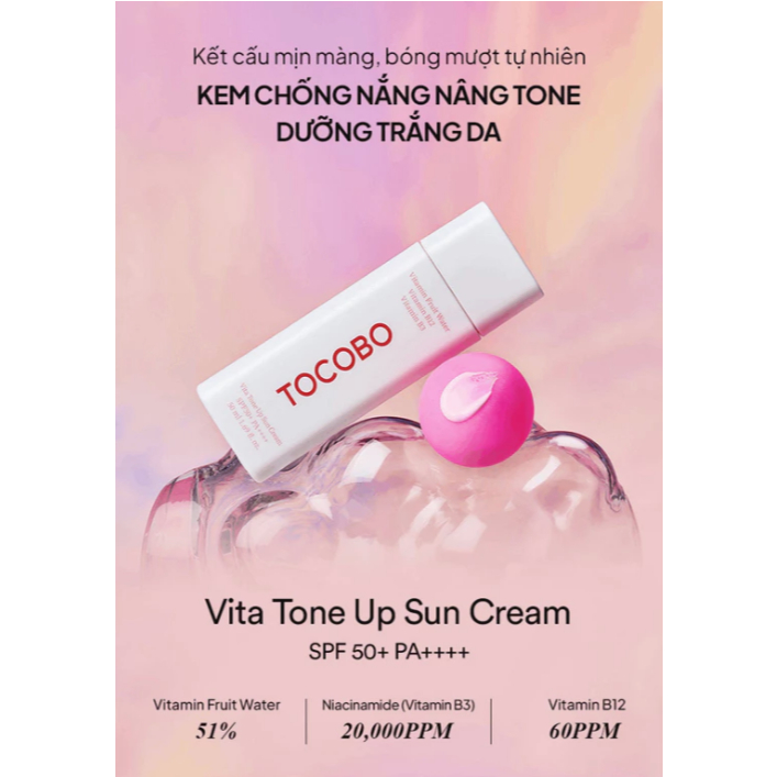Kem Chống Nắng Nâng Tone Dưỡng Trắng Da Tocobo Vita Tone Up Sun Cream SPF50+ PA++++ - Image 6