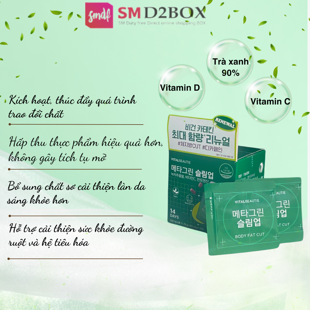 Viên giảm cân Vital Beautie Body Fat Control Meta Green Slim Up Trà Xanh - Image 1