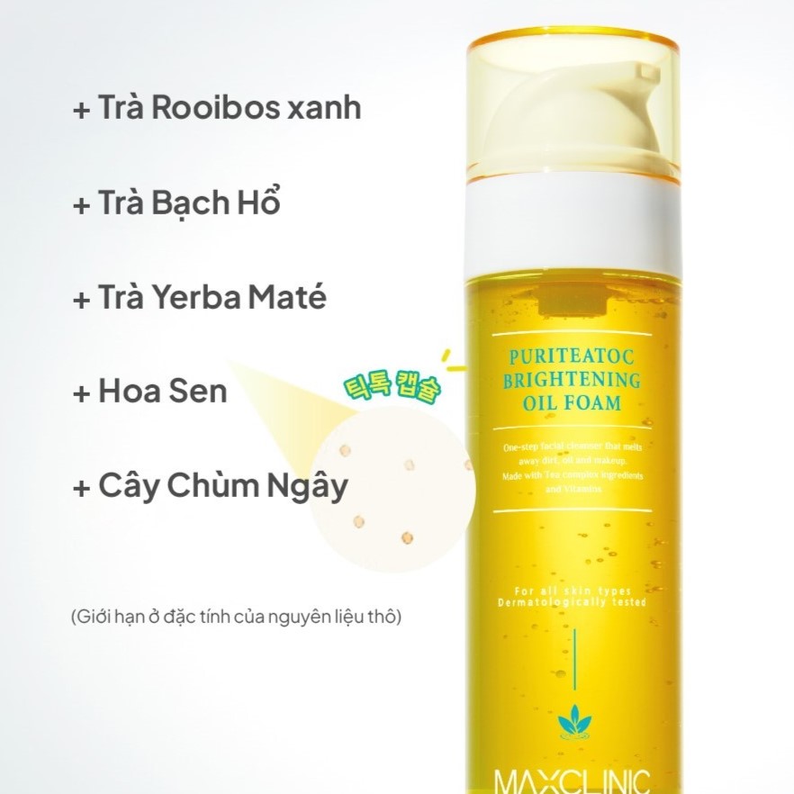 Dầu Rửa Mặt Tạo Bọt Làm Sáng Và Dưỡng Ẩm Maxclinic Puriteatoc Brightening Oil Foam Cleaser 110gr - Image 2