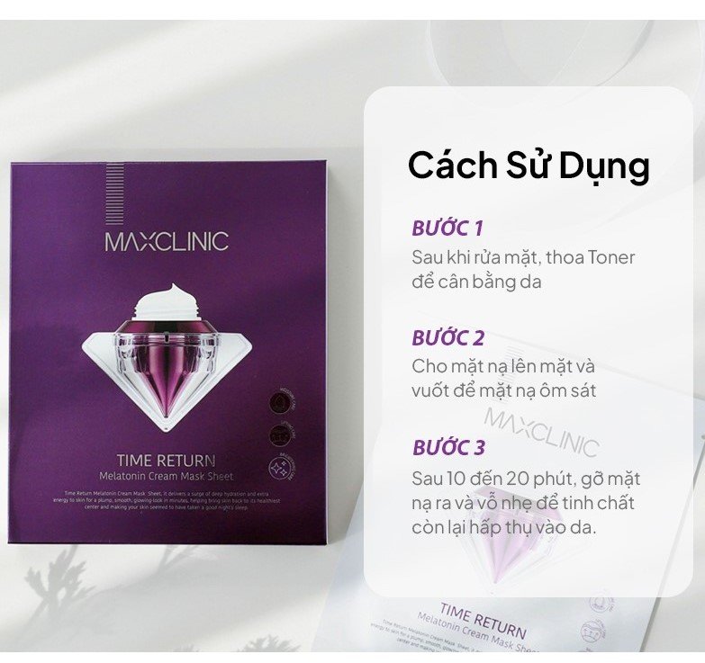 Mặt Nạ Dưỡng Da Maxclinic Time Return Melatonin Cream Mask Sheets Hộp 4 Miếng - Image 1
