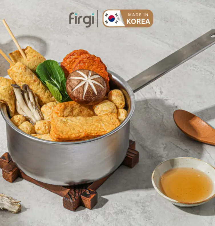 Nồi Inox 316 Chống Dính 5 Lớp Firgi Hàn Quốc Nấu Ăn Dặm, Nguyên Khối, Không Đánh Bóng 16cm