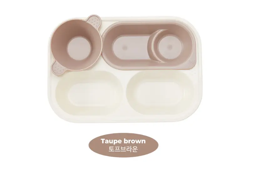 Bộ Khay Ăn Dặm Ecozen Firgi Hàn Quốc 3 Chi Tiết Có Đế Hít Chống Đổ Có Thể Tháo Rời Tiện Lợi