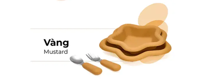 Bộ 3 Dụng Cụ Ăn Dặm Silicone Hình Ngôi Sao Standard145 Gồm Khay Lớn 350ml, Khay Nhỏ 250ml, Set Muỗng&Nĩa