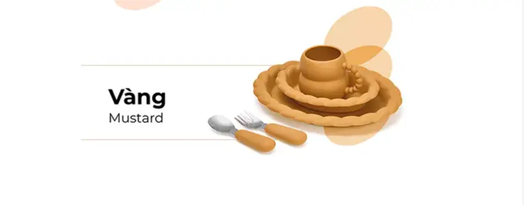 Bộ 4 Dụng Cụ Ăn Dặm Silicone Viền Xoắn Standard145 Gồm Khay Lớn 350ml, Khay Nhỏ 250ml, Cốc 150ml, Set Muỗng&Nĩa