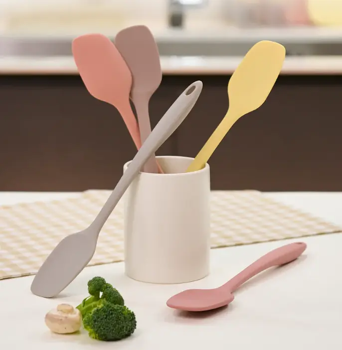 Dụng Cụ Nấu Ăn Dặm Cho Bé Thìa (Phới) Dẹt Spatula Platinum Silicone Cao Cấp Firgi Hàn Quốc
