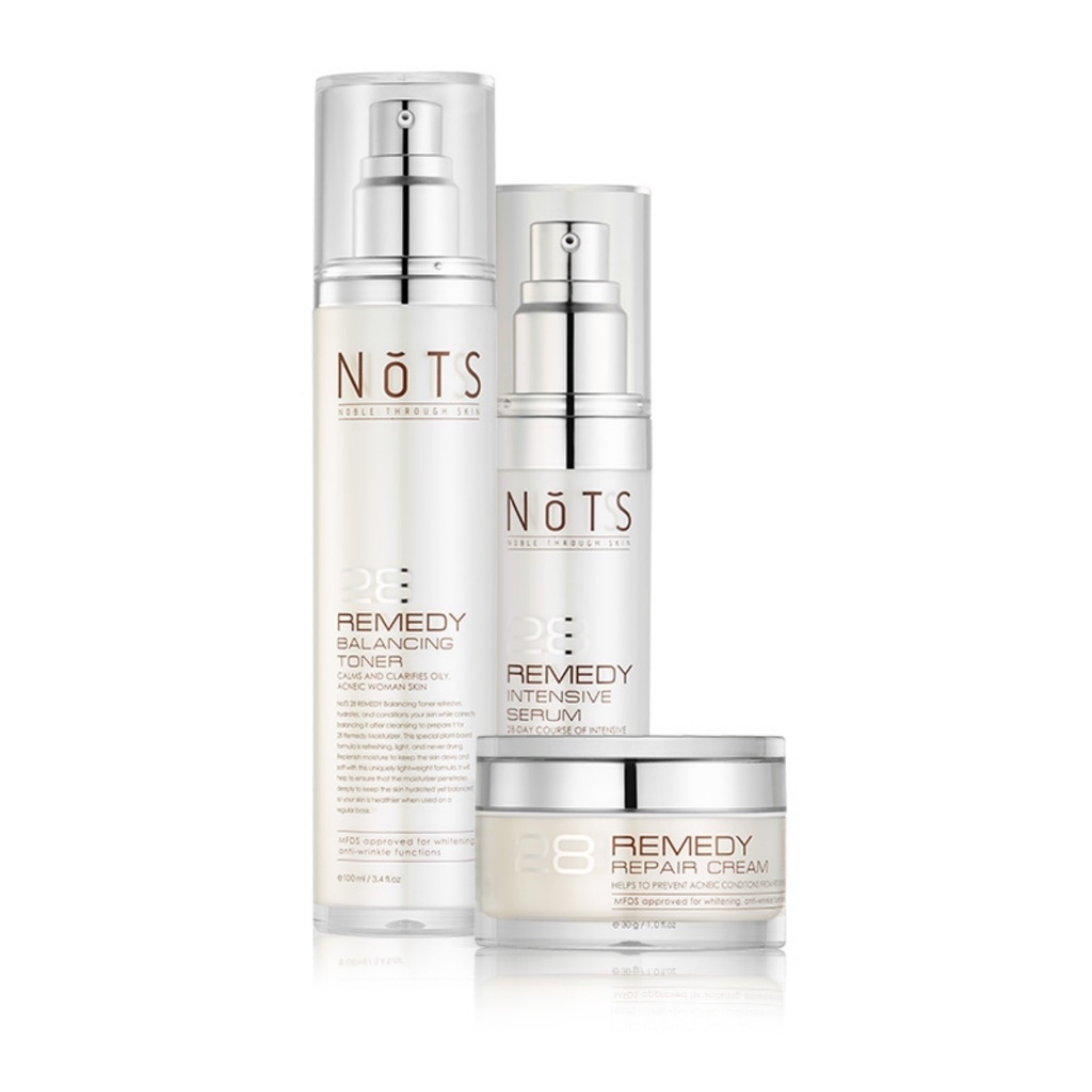 Combo 3 Sản Phẩm Dành Cho Da Mụn NoTS 28 Remedy Toner,Serum,Cream