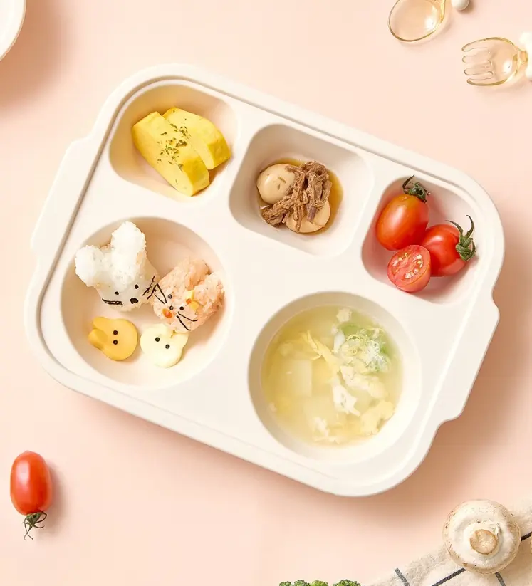 Khay Ăn Dặm 5 Ngăn Cho Bé Firgi AttiRabbit Hàn Quốc Chất Liệu Nhựa Cao Cấp, An Toàn, Đế Chống Trượt, 780ml