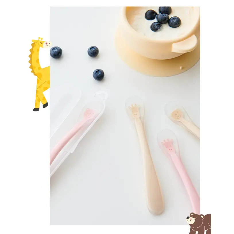 Muỗng Thìa Ăn Dặm Platinum Silicone Firgi Hàn Quốc An Toàn Hình Động Vật (Kèm Hộp Đựng)