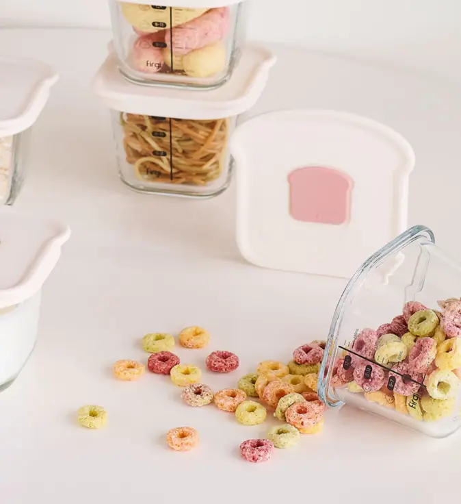 Bộ 3 Hũ Thủy Tinh Đựng Thức Ăn Dặm Cho Bé Firgi Hàn Quốc Có Vạch Chia Dung Tích (Kèm Nắp Đậy)