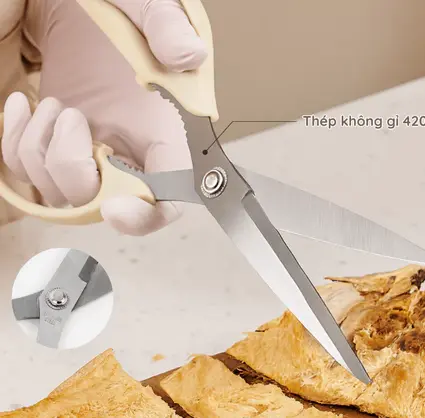 [SALM18U0001] Kéo Nhà Bếp Đa Năng Bằng Thép Không Gỉ Cao Cấp Le Made, Kéo Cắt Thực Phẩm, Đồ Ăn Dặm Cho Bé