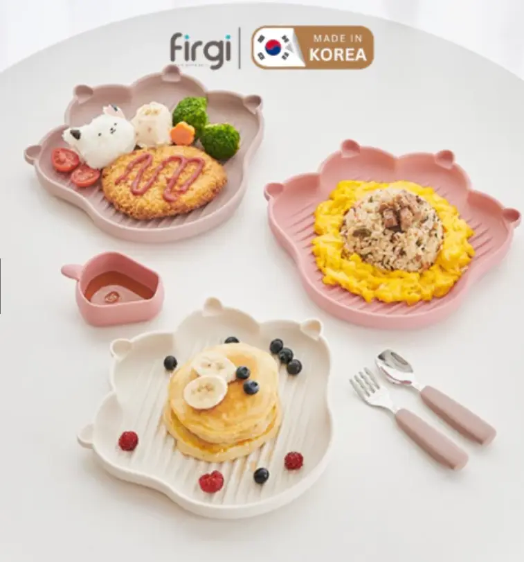Dĩa Ăn Dặm Hình Mèo Platinum Silicone Firgi Hàn Quốc Cao Cấp 2 Trong 1 Tiện Lợi